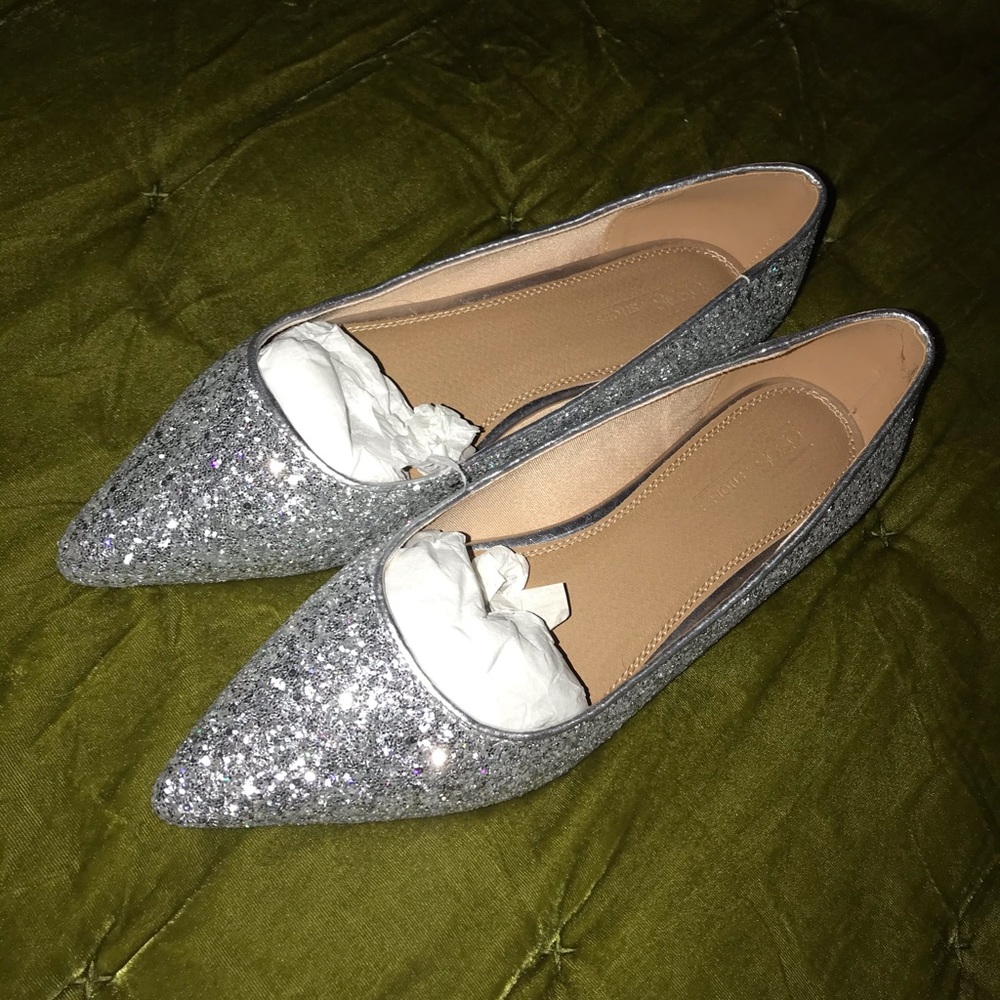 NTW Asos silver glitter flats
